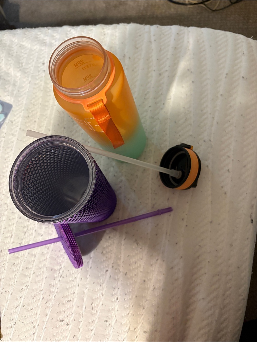 Purple Textured Tumbler & Orange-Green Gradient Water Bottle - Picture 6 of 10